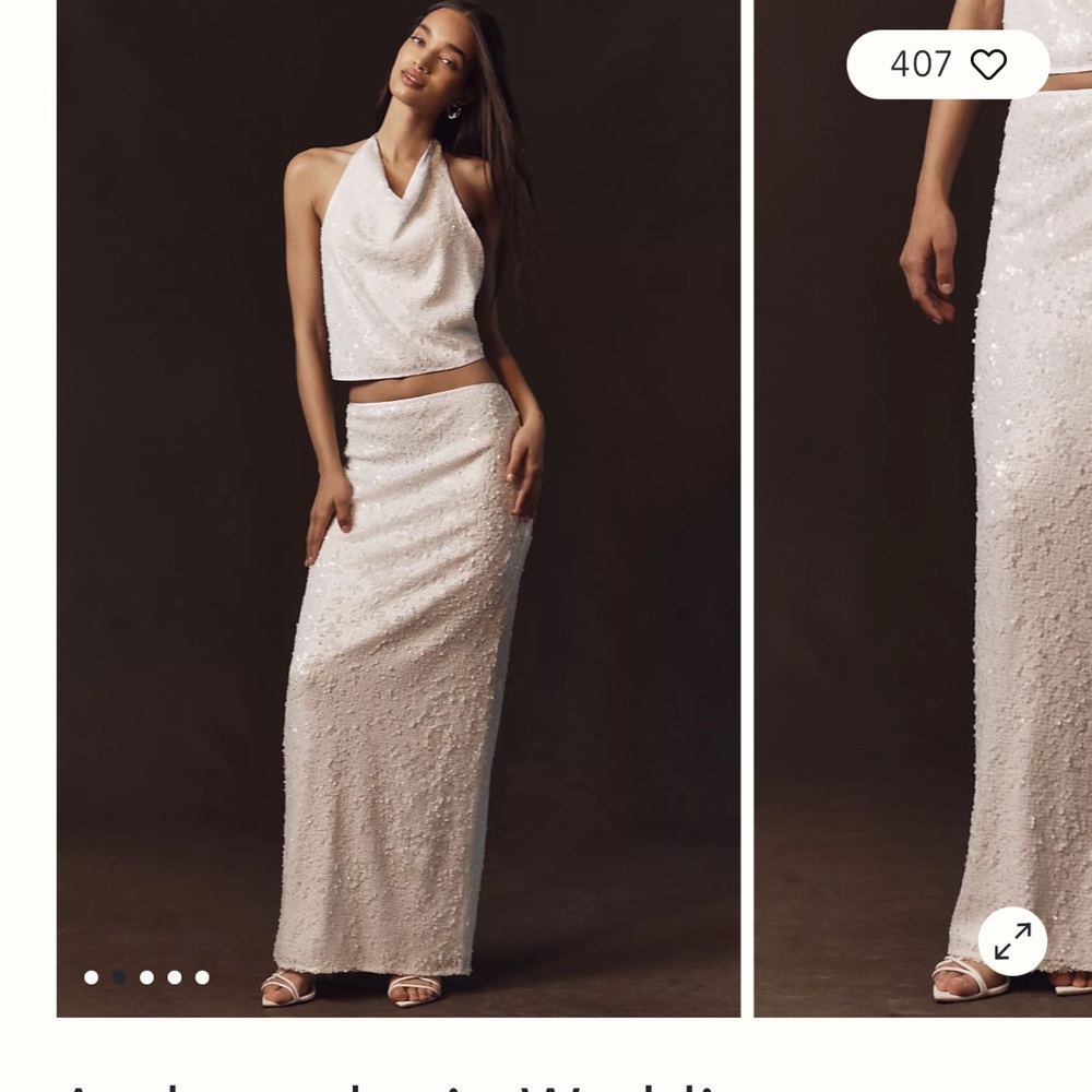 Anthropologie Shona joy White Sequin two piece